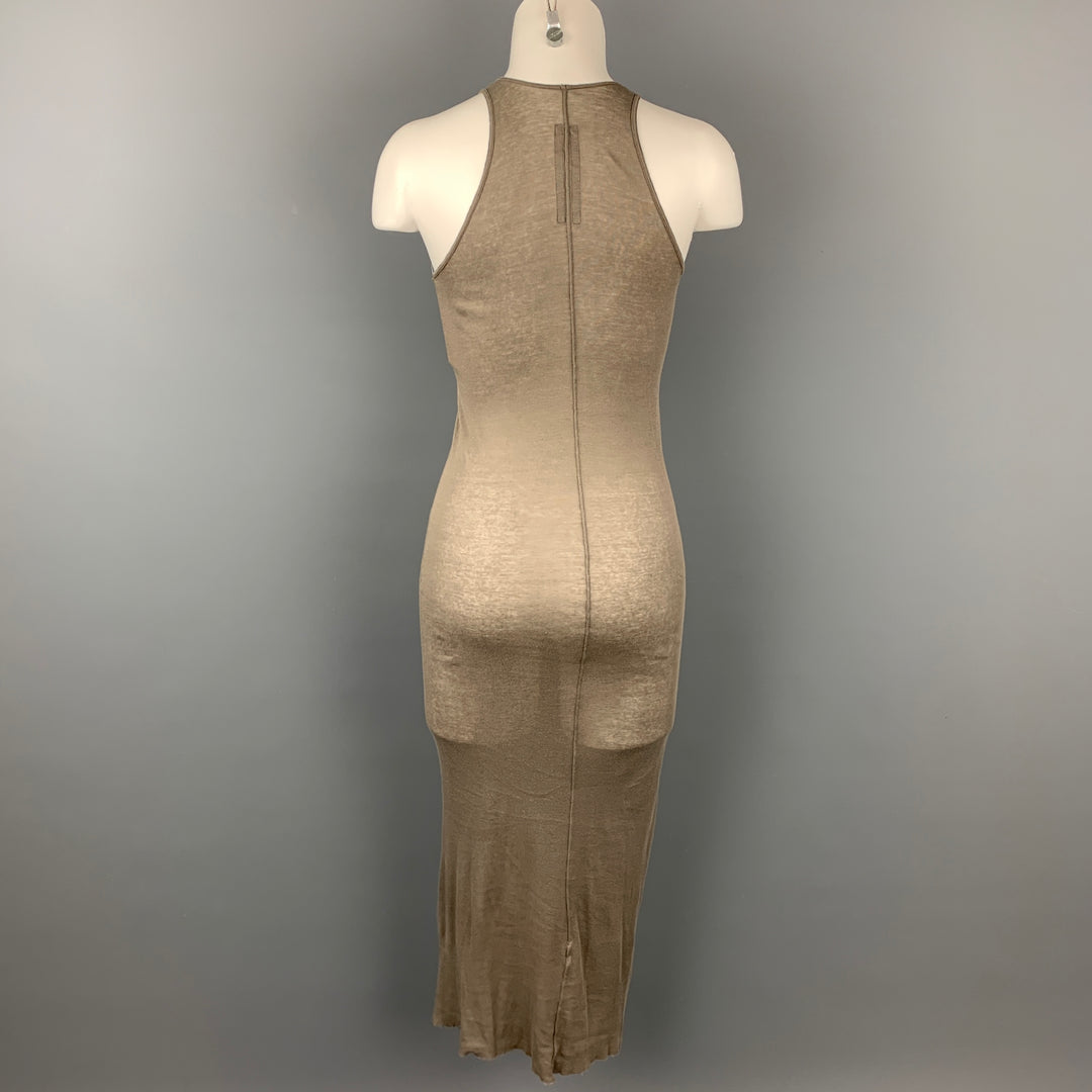 RICK OWENS F/W 19 Size 4 Taupe Cotton Lary Tank Dress