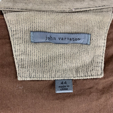JOHN VARVATOS Chest Size S Size S Green Olive Pinstripe Suede Zip Up Jacket