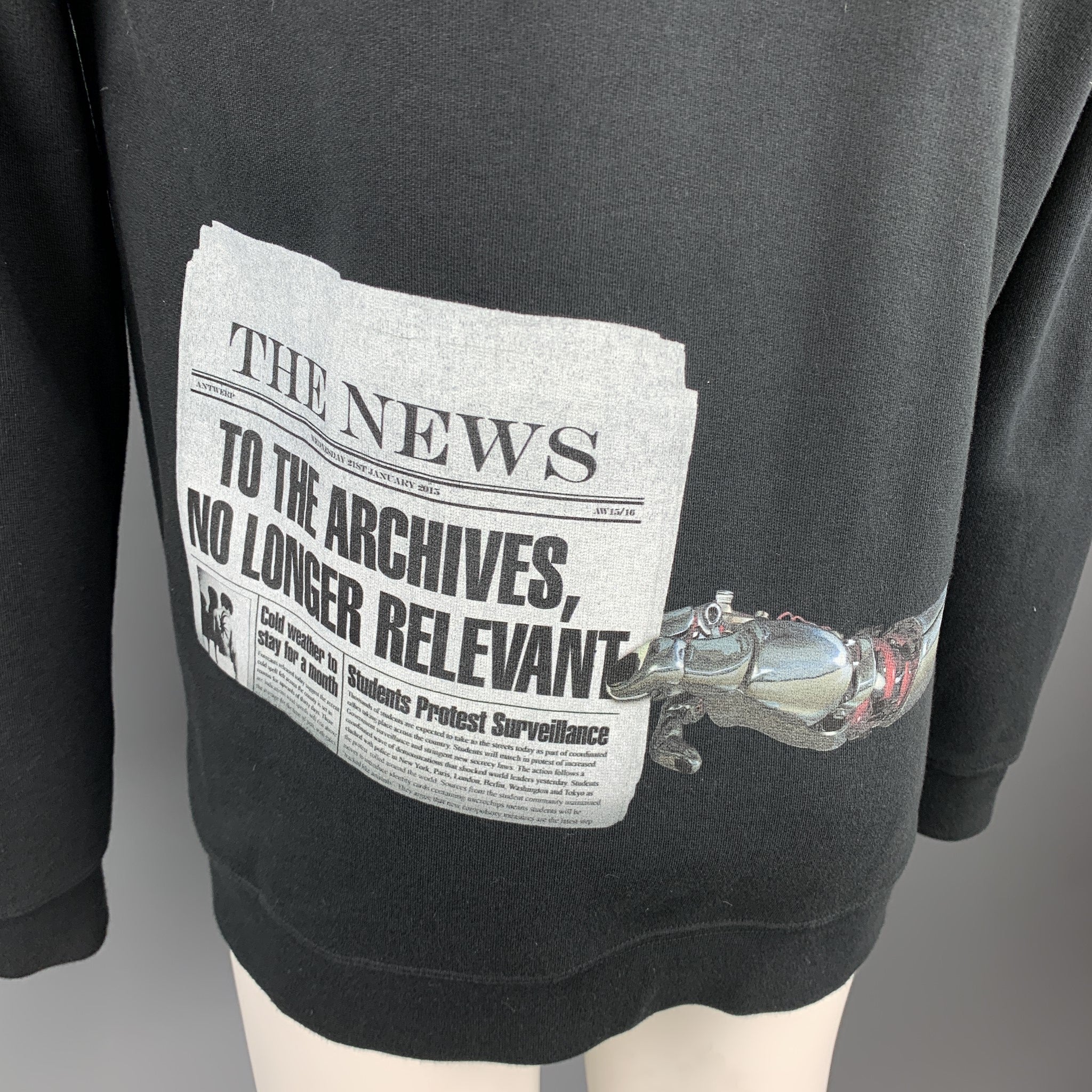 RAF SIMONS x Sterling Ruby Black Graphic Cotton Hoodie Jacket