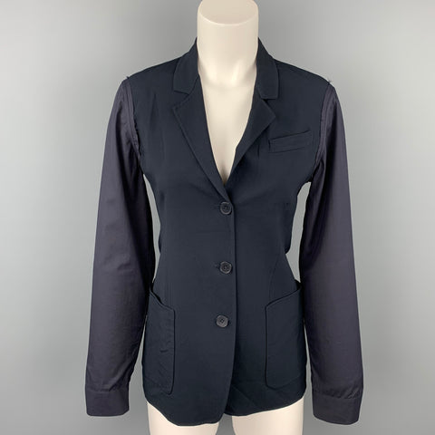 JIL SANDER Taille 4 Blazer veste en laine vierge noire mélangée