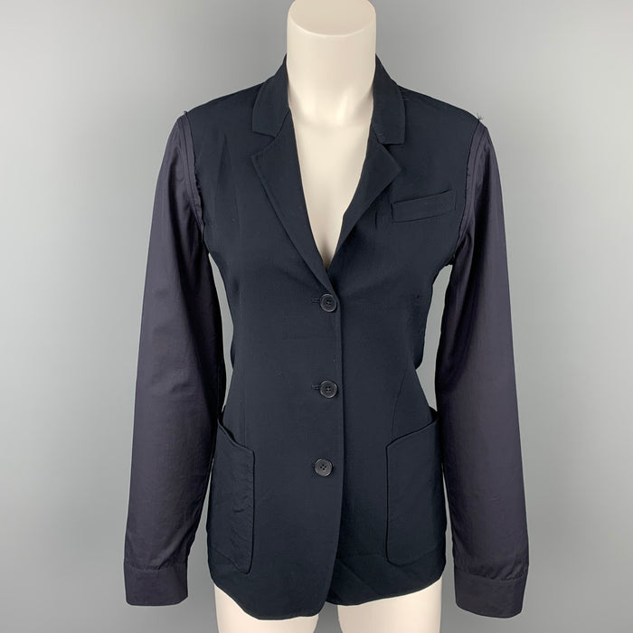 JIL SANDER Size 4 Black Virgin Wool Blend Jacket Blazer