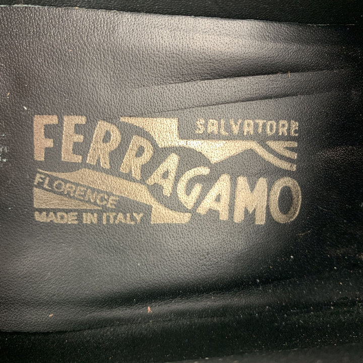 SALVATORE FERRAGAMO Size 11.5 Solid Black Leather Monk Strap Loafers