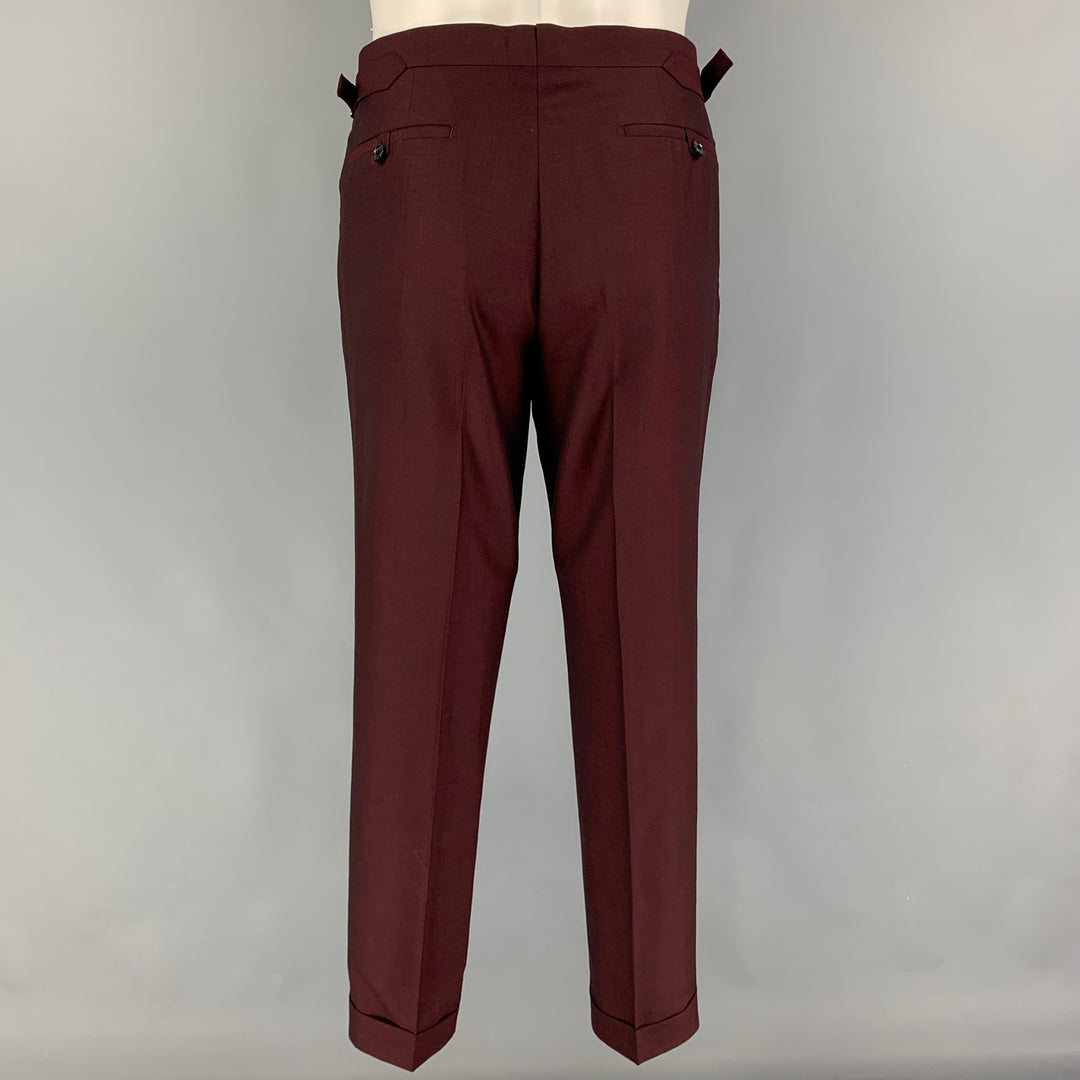 SUIT SUPPLY Size 36 Burgundy Wool Mohair Notch Lapel Suit