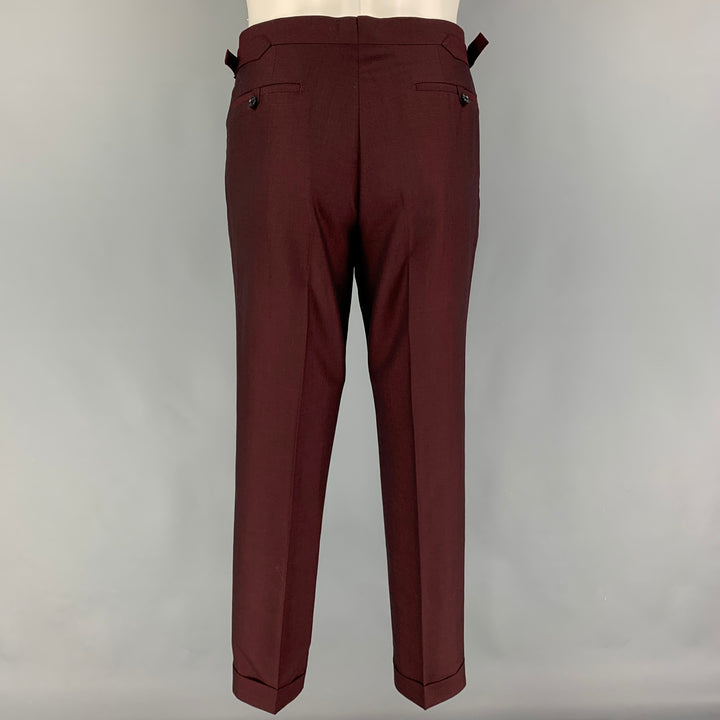 SUIT SUPPLY Size 36 Burgundy Wool Mohair Notch Lapel Suit