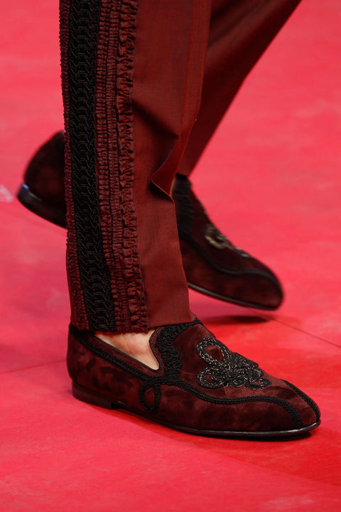 DOLCE & GABBANA SS15 Size 40 Regular Burgundy Black Passementerie 3D Embroidery Virgin Wool 3 Piece Suit