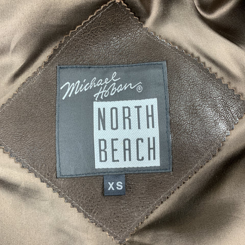 NORTH BEACH LEATHER Chest Size XS Brown Solid Leather Shirt Jacket Jacket