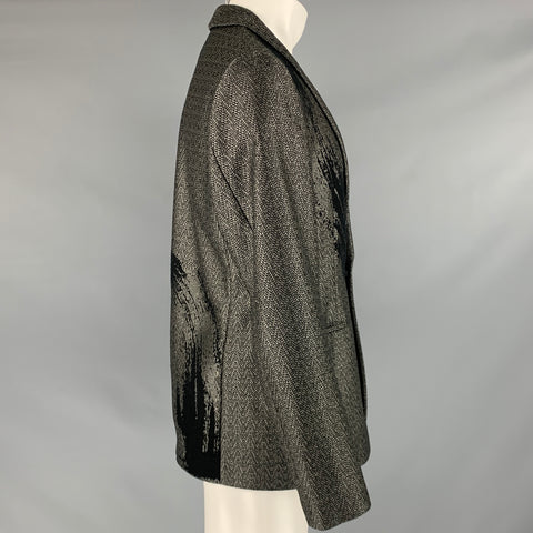 EMPORIO Taille 42 Manteau de sport à col châle tissé gris noir