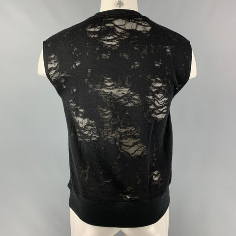 IRO Nuala Size XS Black Distressed Cotton Blend Sleeveless Pullover