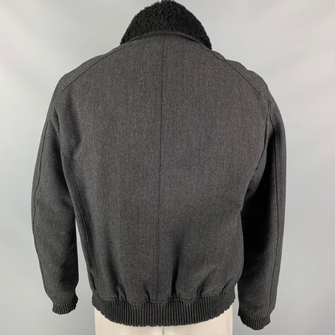 BURBERRY PRORSUM Fall 2012 Size 38 Slate Grey Wool / Mohair Shearling Zip Jacket