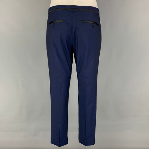 PAUL SMITH Size 38 Regular Blue Black Wool Mohair Tuxedo Suit