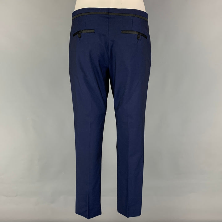 PAUL SMITH Size 38 Regular Blue Black Wool Mohair Tuxedo Suit