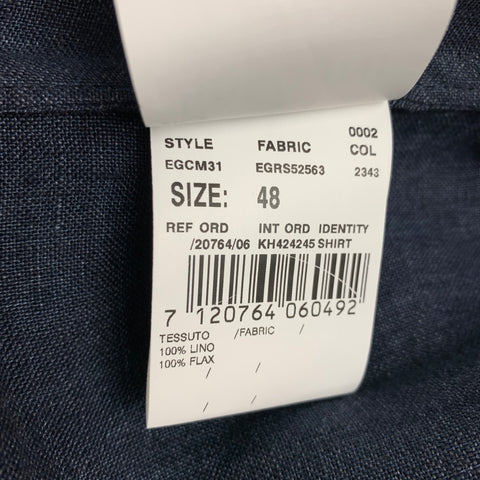 LARDINI Size 38 Indigo Linen Double Breasted Sport Coat