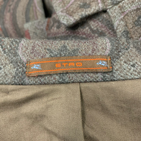 ETRO Taille 40 Manteau en laine polyamide gris bordeaux Paisley
