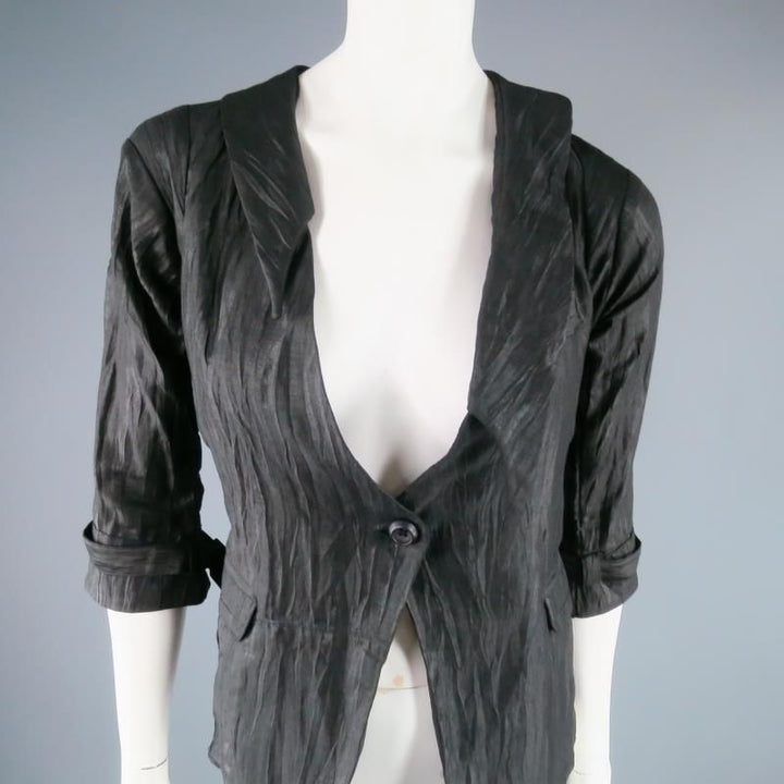 COSA NOSTRA by Jeffrey Sebelia Size M Black Textured Silk Blend Jacket & Dress Set