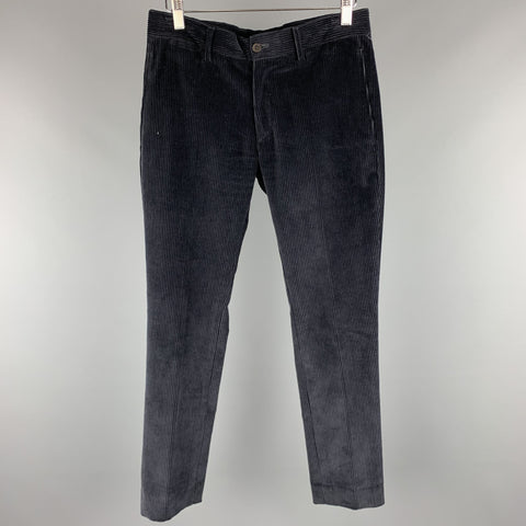 SALVATORE PICCOLO Taille 28 x 30 Charbon Solide Corduroy 30 Zip Fly Pantalon habillé