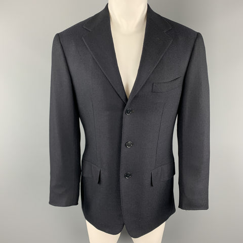 SAINT ANDREWS 38 Regular Navy Woven Cashmere Notch Lapel  Sport Coat