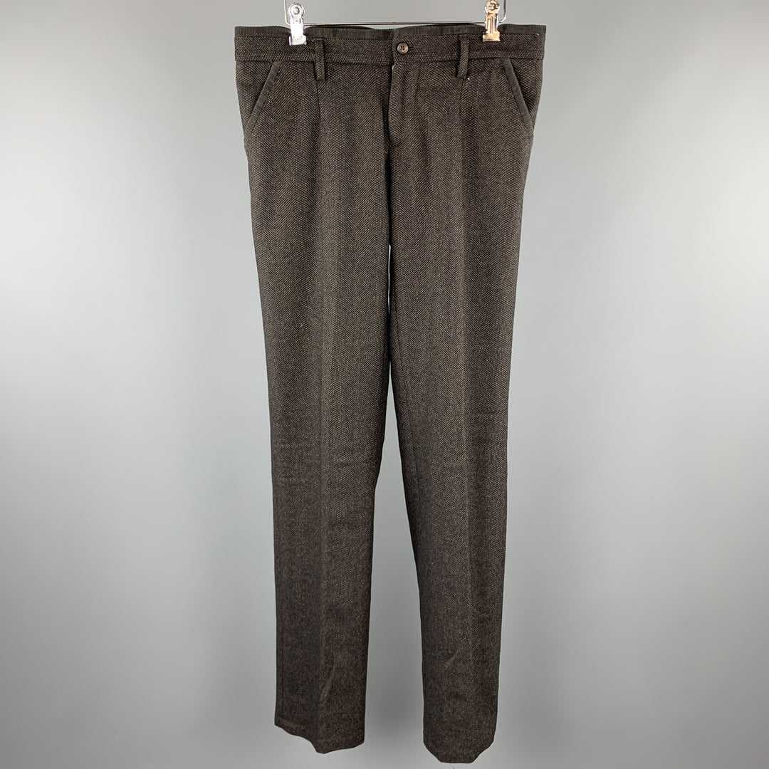 D&G by DOLCE & GABBANA Size 34 Brown Textured Lana Wool Casual Pants