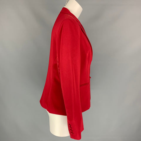 MAX MARA Size 12 Red Triacetate Blend Two Tone Double Breasted Jacket