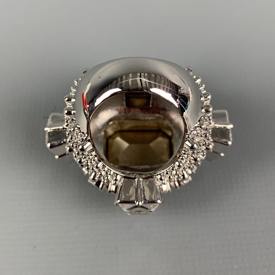 ON AURA TOUT VU PARIS Rhodium Plated Swarovski Crystal Jumbo Cocktaill Ring