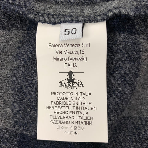 BARENA Talla 40 Chaleco de lana / poliamida a cuadros de búfalo azul marino y gris