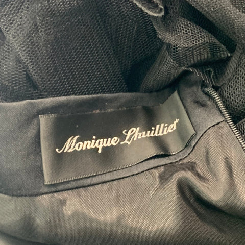 MONIQUE LHUILLIER Size 4 Black Nylon Mesh A-Line Skirt