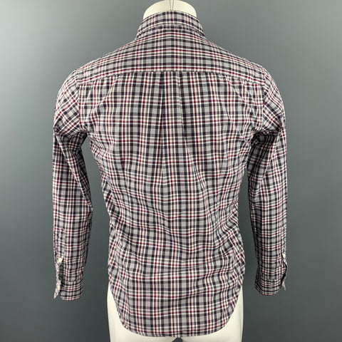 EDIFICE Taille XS Chemise à manches longues boutonnée en coton à carreaux gris