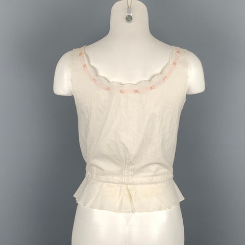 RALPH LAUREN Blue Label Taille 8 Haut décontracté en coton à œillets crème