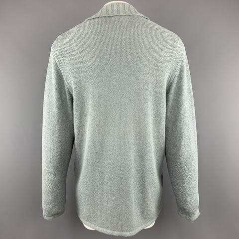 ERMENEGILDO ZEGNA Size M Oversized Sea Foam Knitted Cotton Buttoned Cardigan Jacket