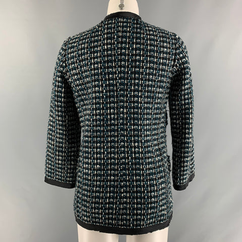 MARC JACOBS Talla 2 Chaqueta de lana y modal negra, blanca y verde