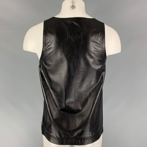 DRIES VAN NOTEN SS 20 Size S Black Leather Side Zipper Tank Top