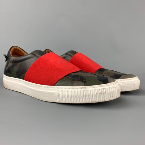 GIVENCHY Zapatillas sin cordones de cuero con camuflaje verde oliva talla 9