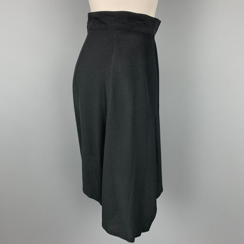 Vintage MATSUDA Size S Black Ribbed Rayon Asymmetrical Skirt