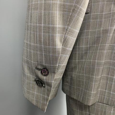 BLACK FLEECE Size 40 Grey Glenplaid Wool Notch Lapel Suit
