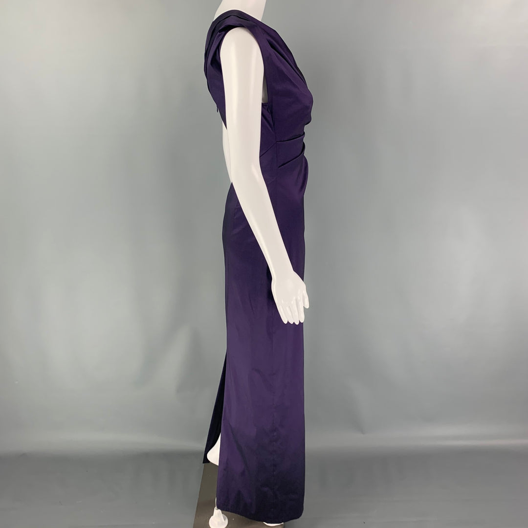 TALBOT RUNHOF Size 4 Purple Sleeveless Ruched Gown Dress