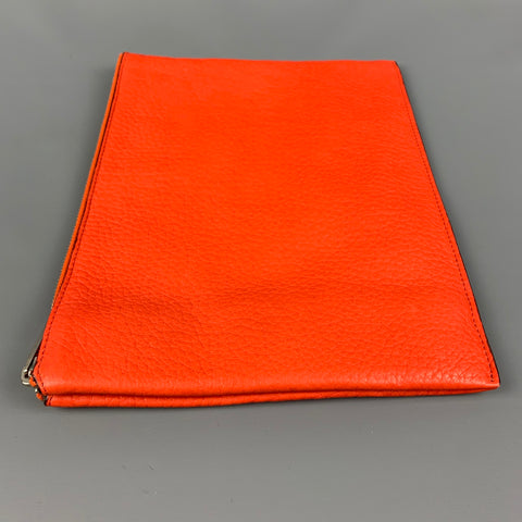 CALVIN KLEIN COLLECTION Orange Textured Leather Pouch Bag