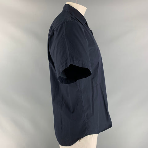 COMME des GARCONS Size M Navy Solid Cotton One pocket Short Sleeve Shirt