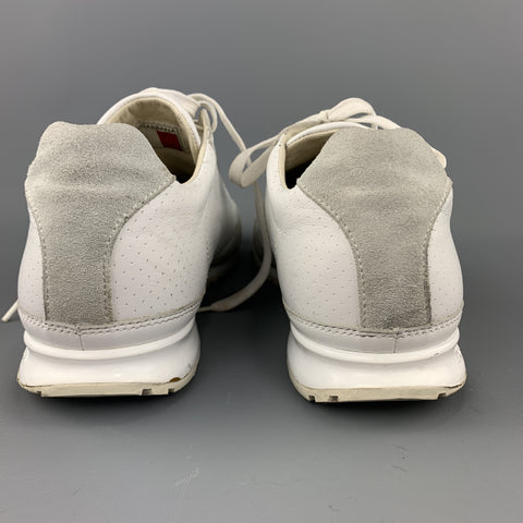 DOLCE &amp; GABBANA Zapatillas con cordones de ante gris y cuero blanco talla 9