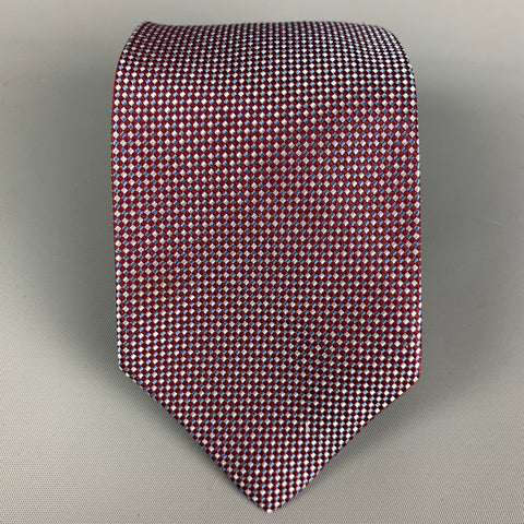 CHARVET Blue Burgundy Print Silk Tie