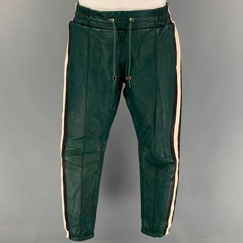 BALLY by Pablo Coppola SS 17 Size S Green White Stripe Leather 2 Piece Set