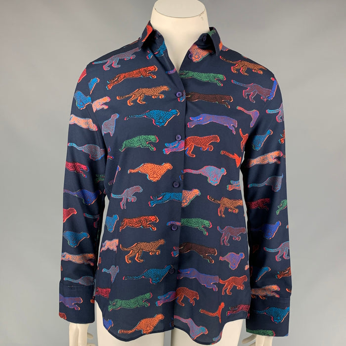 PS by PAUL SMITH Talla 10 Blusa de leopardo de poliéster con estampado multicolor