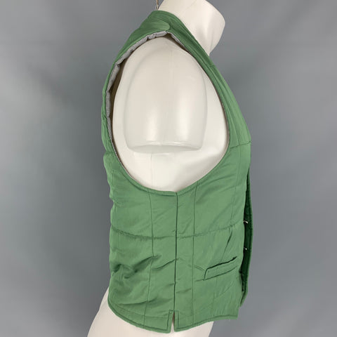 BAND OF OUTSIDERS Chaleco abotonado de mezcla de poliéster acolchado verde talla M