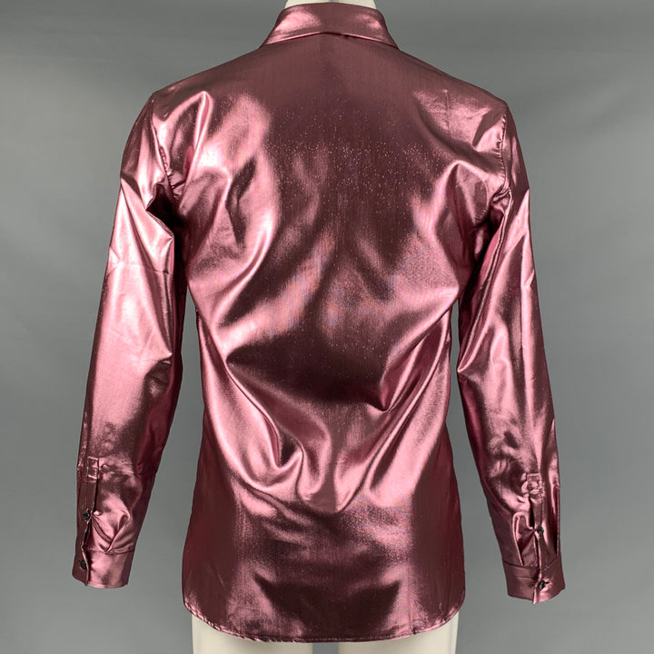 JUST CAVALLI Size S Rose Metallic Polyester Blend Long Sleeve Shirt
