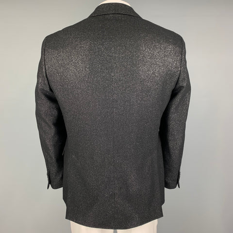 MICHAEL KORS Size 42 Black Silver Metallic Wool Blend Sport Coat
