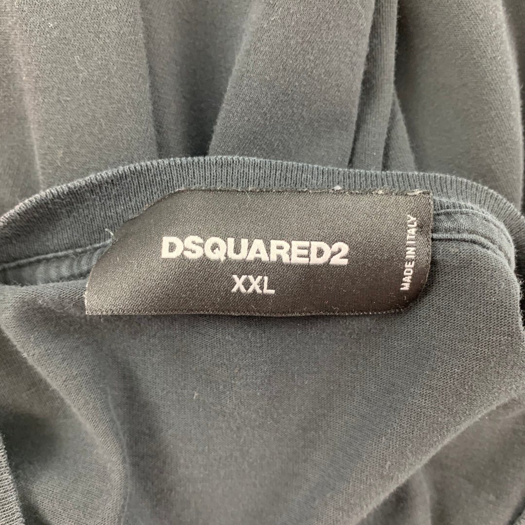 DSQUARED2 Talla XXL Camiseta de algodón con cuello redondo y logo rojo negro