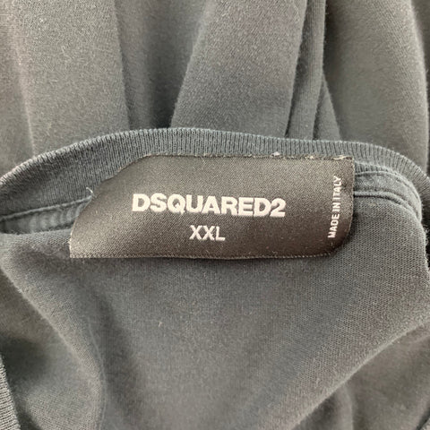 DSQUARED2 Size XXL Black Red Logo Cotton Crew-Neck T-shirt
