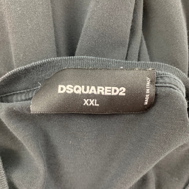 DSQUARED2 Talla XXL Camiseta de algodón con cuello redondo y logo rojo negro