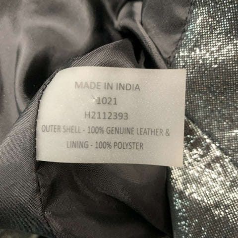 REBECCA MINKOFF Taille S Veste de motard métallisée en cuir argenté