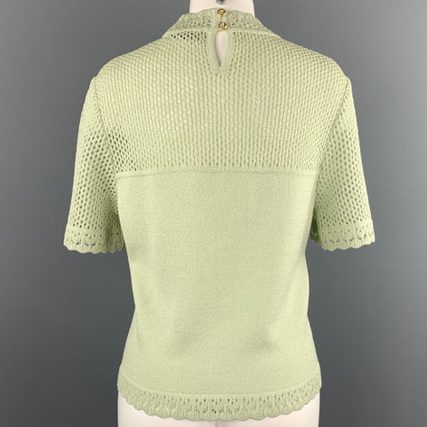 ST. JOHN Size M Green Knit Short Sleeve Top