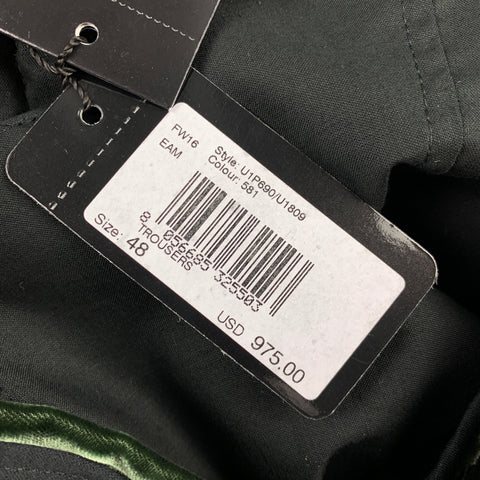 EMPORIO ARMANI Size 32 Dark Green Velvet Viscose Dress Pants