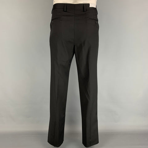 SAKS FIFTH AVENUE by SAMUELSOHN Size 42 Regular Black Wool Notch Lapel Suit